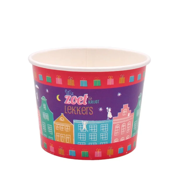 Custom Printed PE Frozen Yogurt Gelato Paper Cup bio paper cup ice cream cup