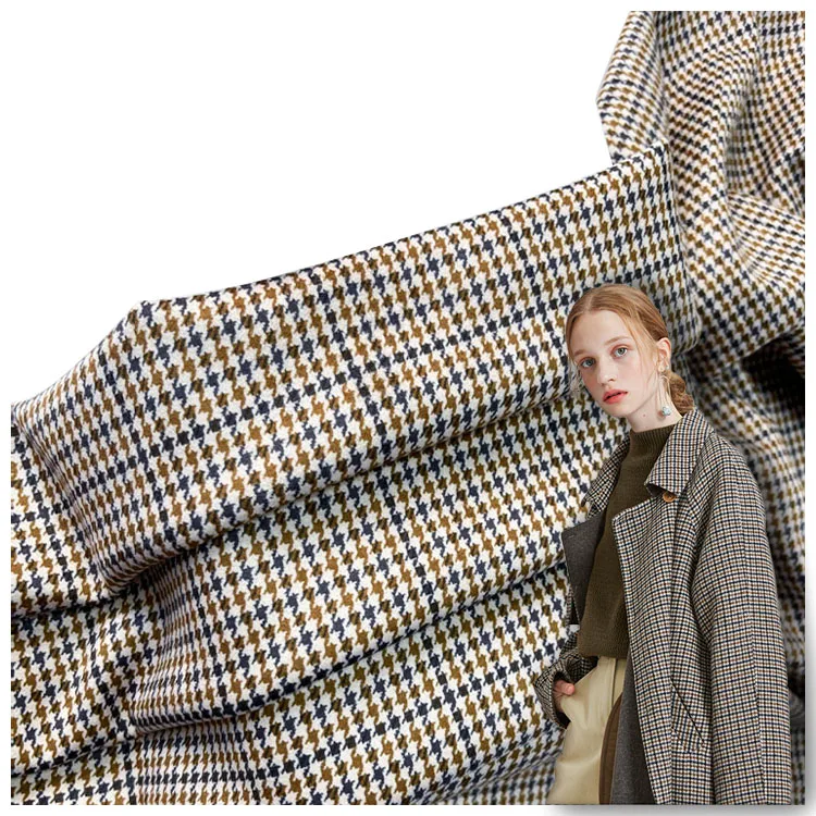 High quality Houndstooth Textile Soft Suede Scuba Printed Fabric for Garment mantle