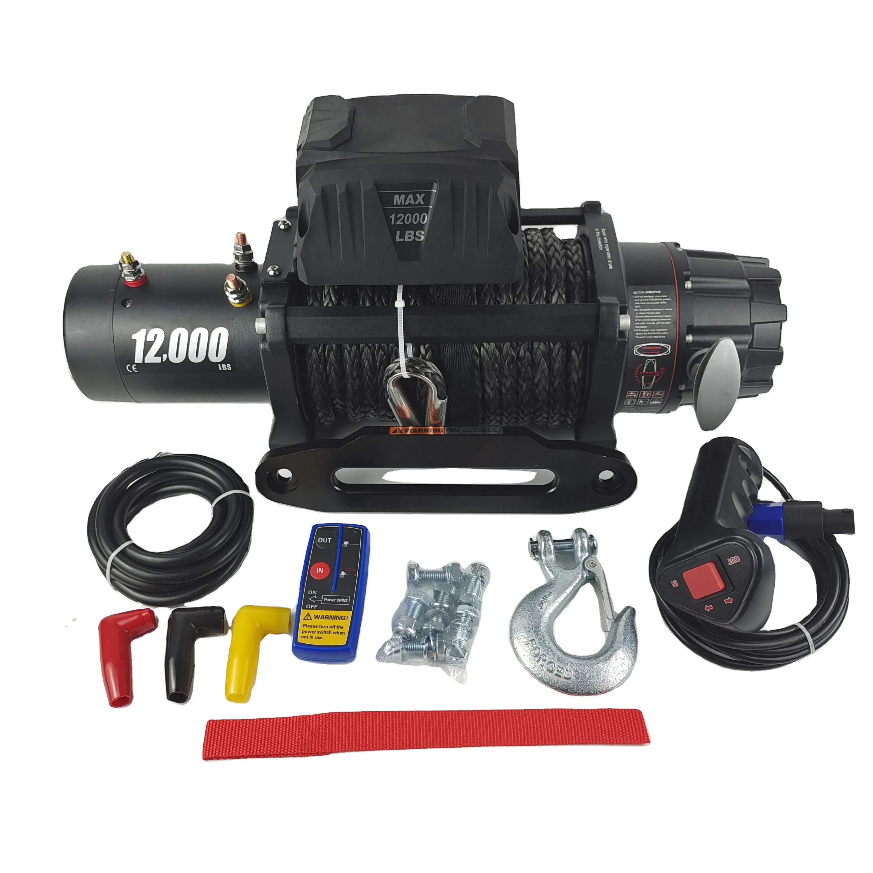 12V 12000lbs по бездорожью электрическая лебедка с 24 м стальной трос беспроводной пульт дистанционного
