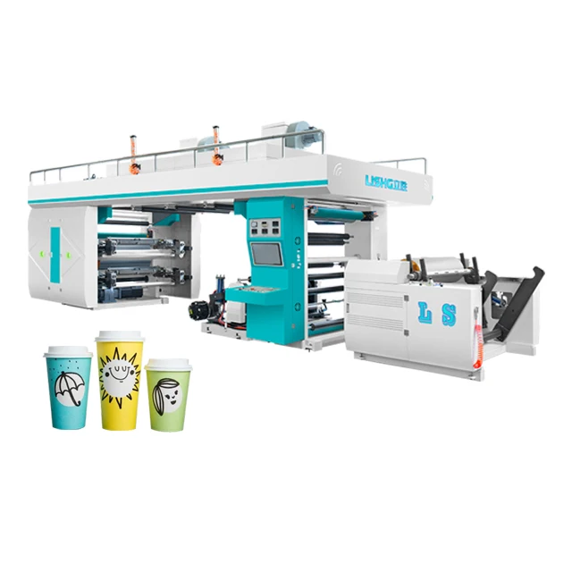 4 color ci polythene paper cup paper bag heat transfer film servo flexo printing machine