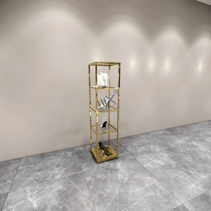 LUX Customized Factory Custom Ladies Clothes Store Fixtures With Golden Clothing racks for clothing store women