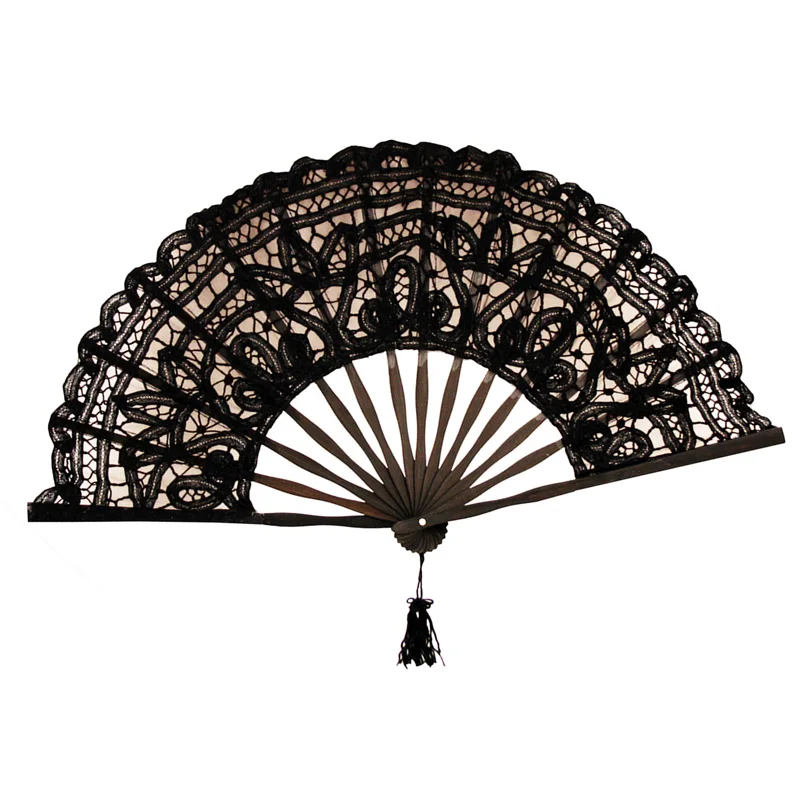 Ameliebwedding Halloween Party Guest Gifts Handmade Vintage 100% Cotton Multicolor Battenburg Lace Fan