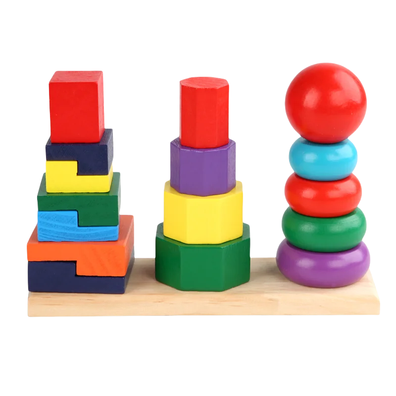 Stacker Toys Stackable Car Toys Rainbow Wooden Geometric for Kids Aged 2 to 4 and 5 to 7 Years Color Box Unisex Picture Playing