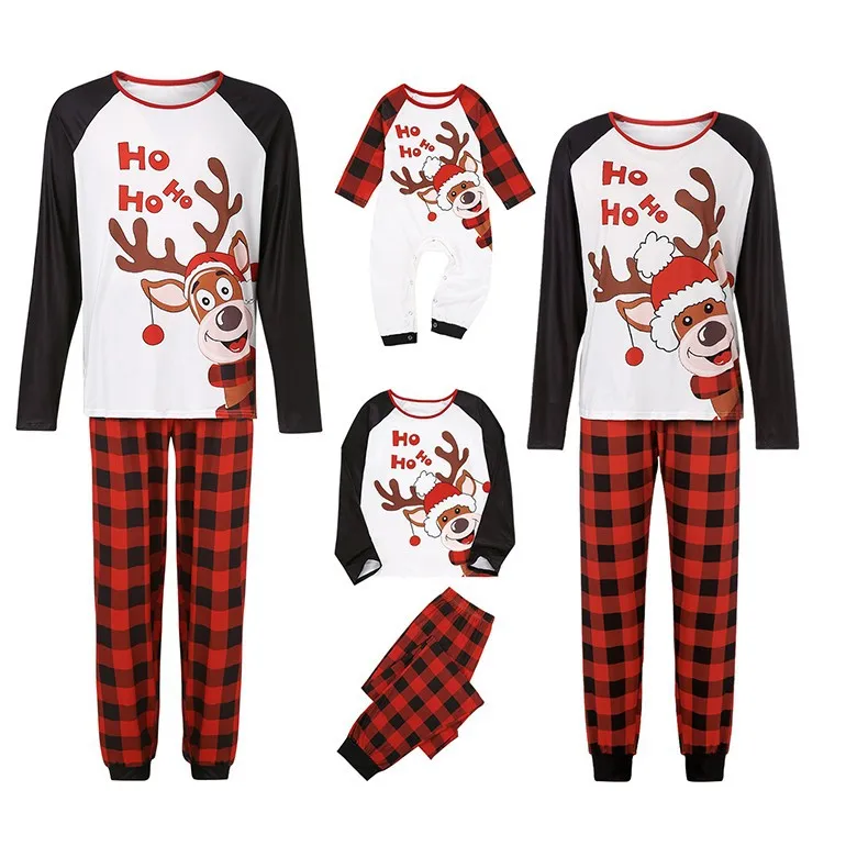 New Arrivals Polyester Cotton Sleepwear Parent-child Suit Children Mom Dad Family Christmas Pajamas with Custom