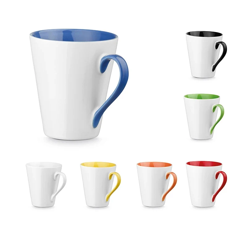 Htpmart Customized 12oz Colored Conic Ceramic Mug Sublimation Blanks 12oz Colorful Conical Latte Ceramic Mug