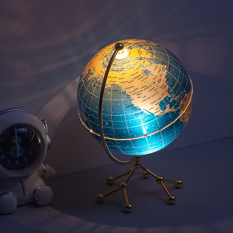 Novelty Gifts Wellfun Crystal Glass Mover Lamp World Large Light LED Metal Novelty Gifts Globe Earth Globe Decor Globe