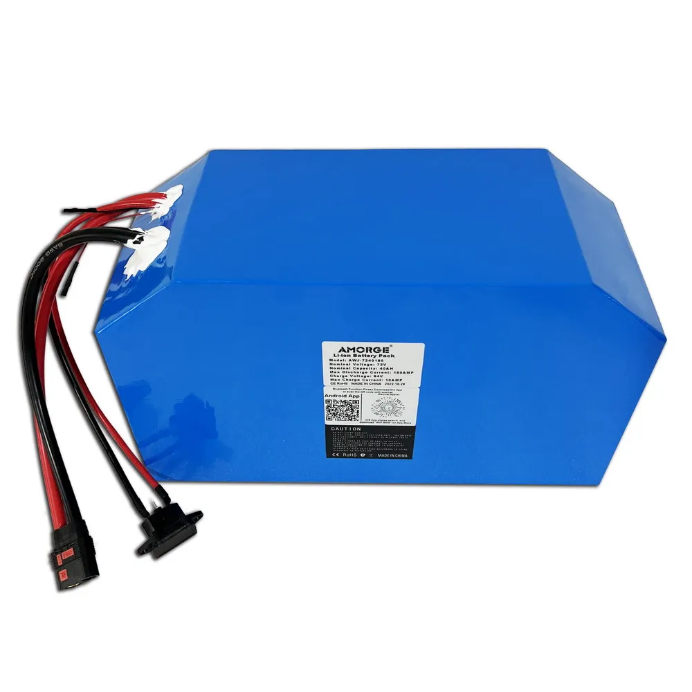 AMORGE  Customized size  72V 40AH 180A  BMS lithium battery pack  with charger