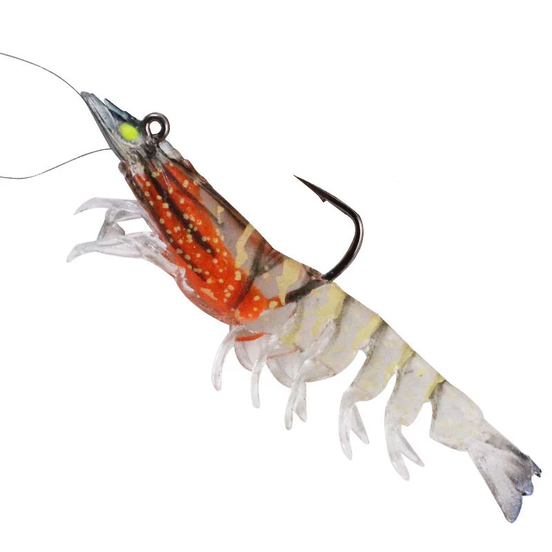 Wholesale fishing tackle lure 9cm 12g sea bass musky pike prawn luminous soft plastic shrimp fishing lures saltwater