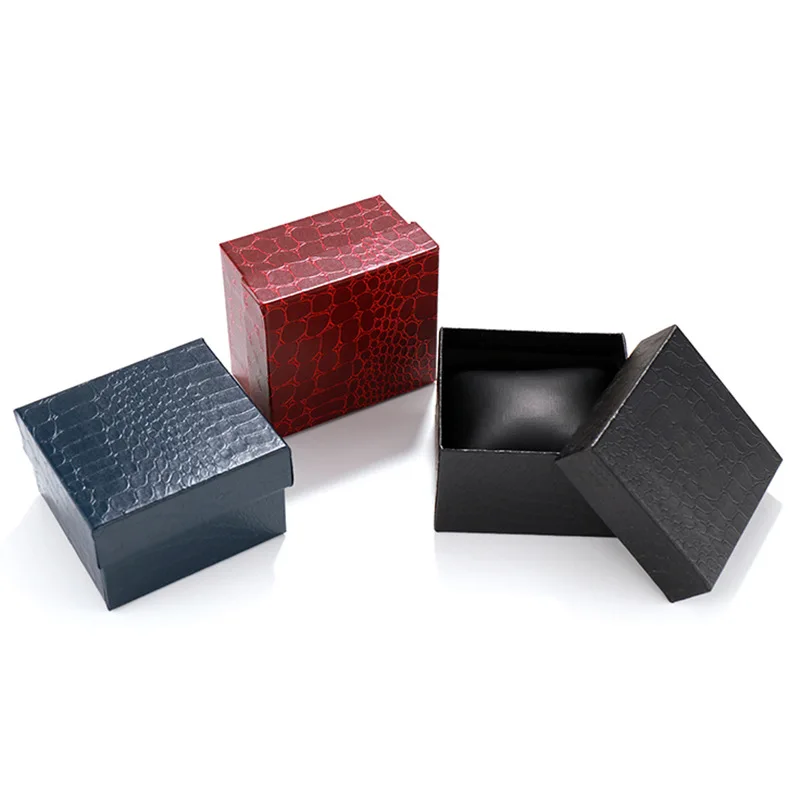Wholesale Custom Logo Cardboard Watch Box Cheap Storage Case for Jewelry Set and Gift Watches Made of Paper Crocodile pattern