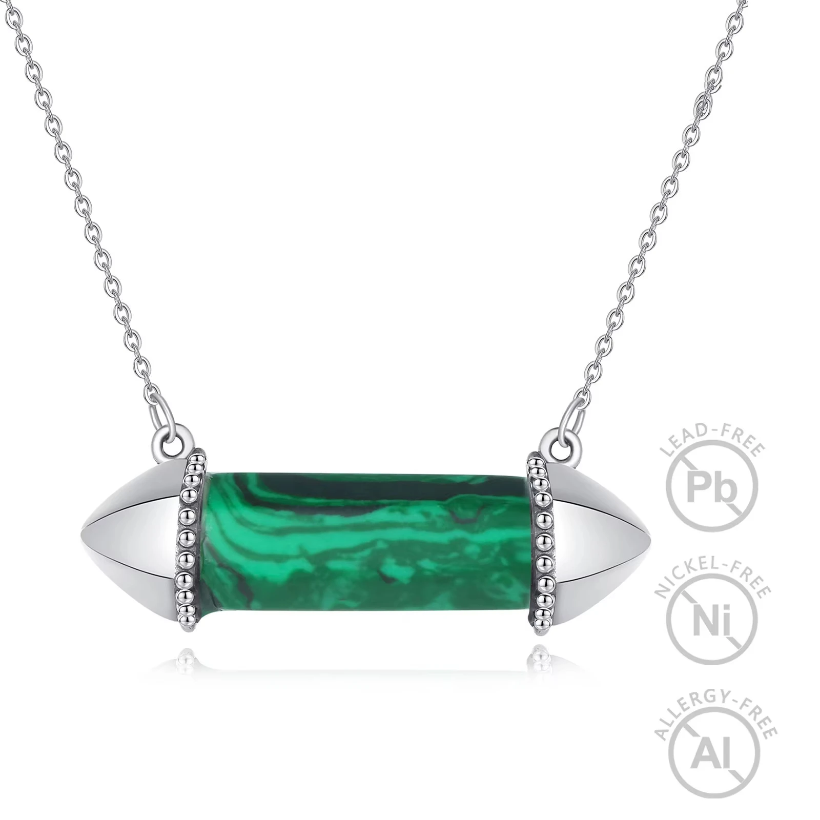 Natural Crystal Stone Gem Pendant  Spiritual Energy Natural Healing Stone Hexagonal Necklace Green Malachite Reiki Pendant