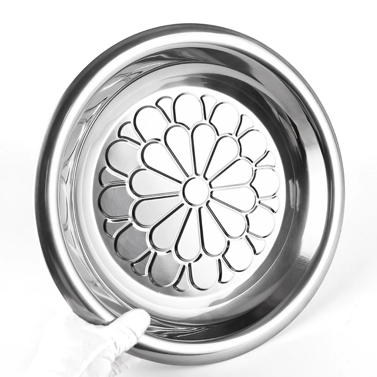 Hot Sale Eco Friendly Metal Catering Mirror Serving Tray Round Food Tray Stainless Steel Round Tray