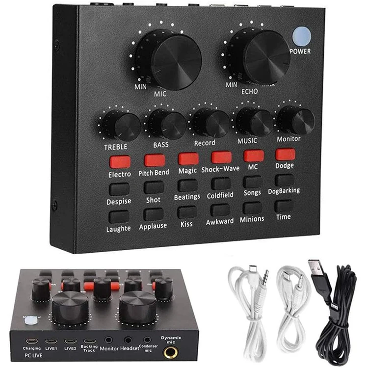 Podcast Recording Studio Equipment Bundle Sound Cards Audio Interface Mixer Mic Sound Card for Live Stream External Sound Card