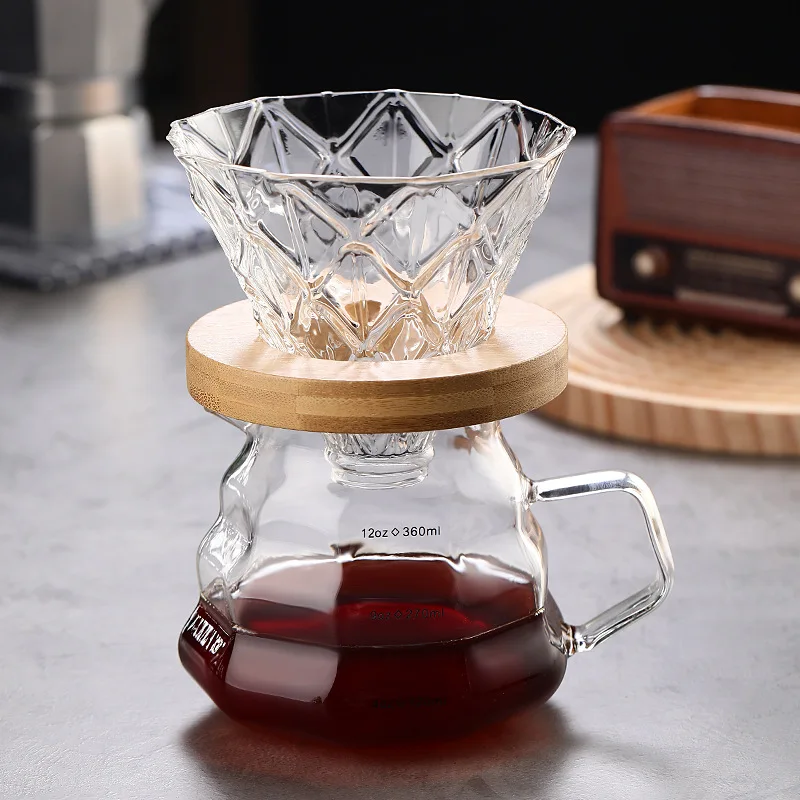High Borosilicate Glass Hand Brew Coffee Pot Teapot 200/400ml Transparent Glass Direct Drinking Manual Coffee Maker with Glass