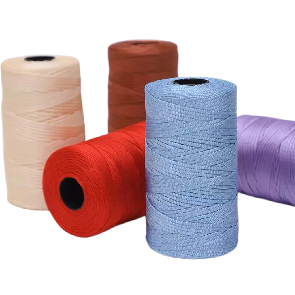 High quality hand knitting crochet ice yarn 250g/ball flat ribbon ice silk thread crochet yarn for bags