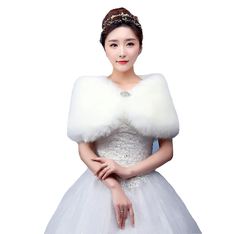 
hot Bridal shawl white fluffy shawl warm winter wedding wholesale wedding accessories 