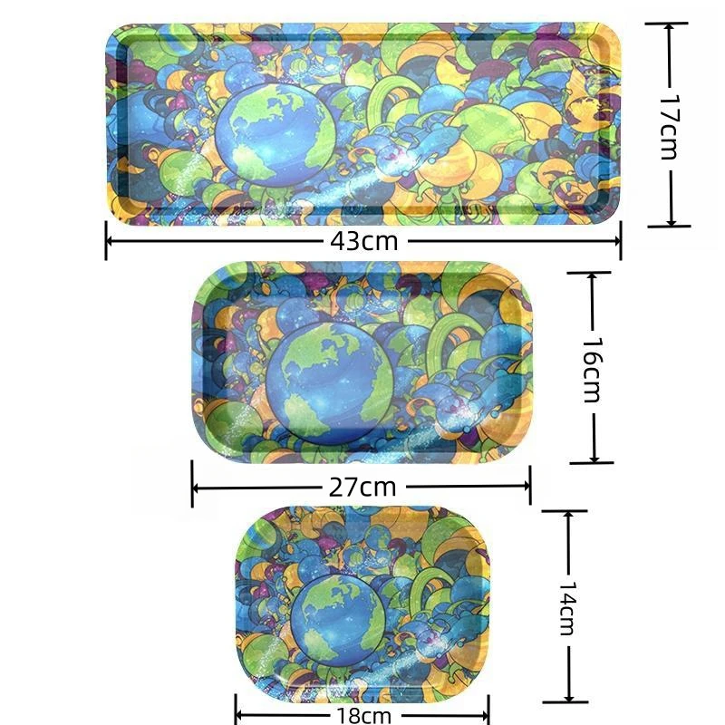 New Wholesale 43*17cm Metal Tray Custom Tobacco Rolling Tray Smoking Tray