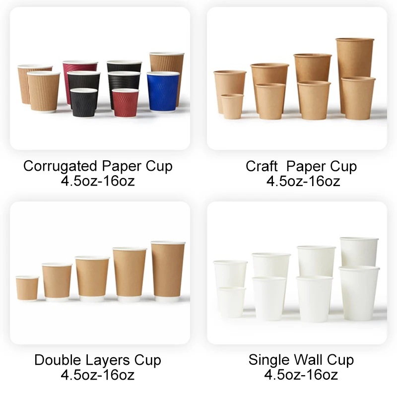 Water Based Lined Compostable Disposable Double Wall Coffee Tea Kraft Paper Cup Plastic Free To Go Paper Cups With Lids