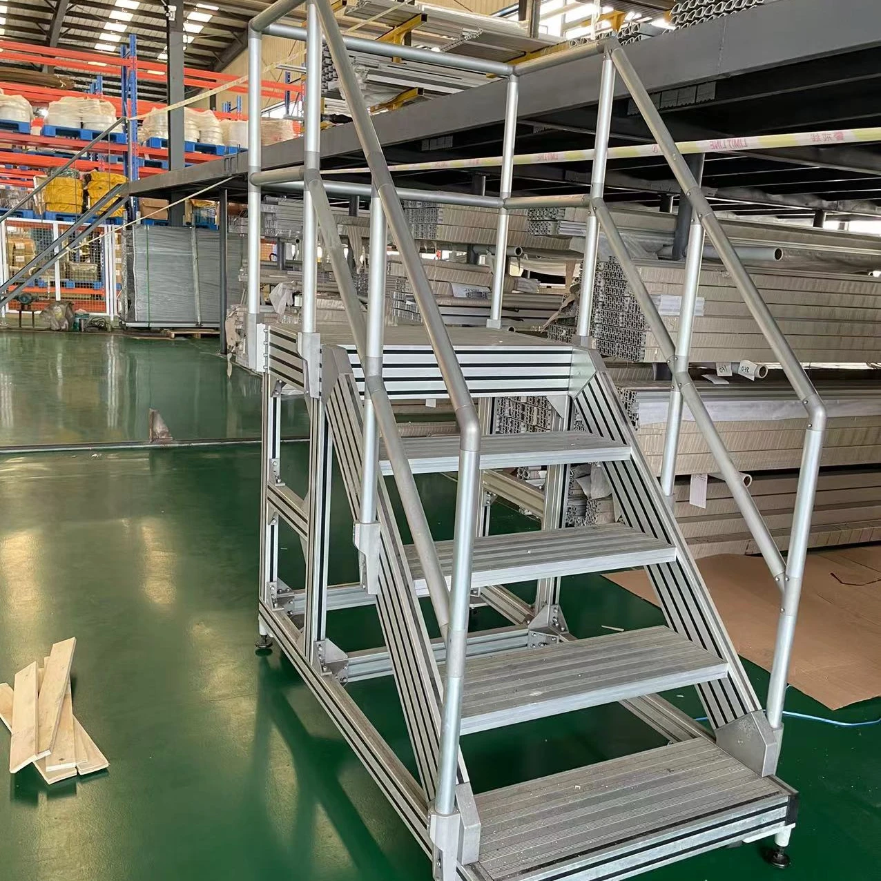 aluminum step profiles stairway platforms with ladders handrail system