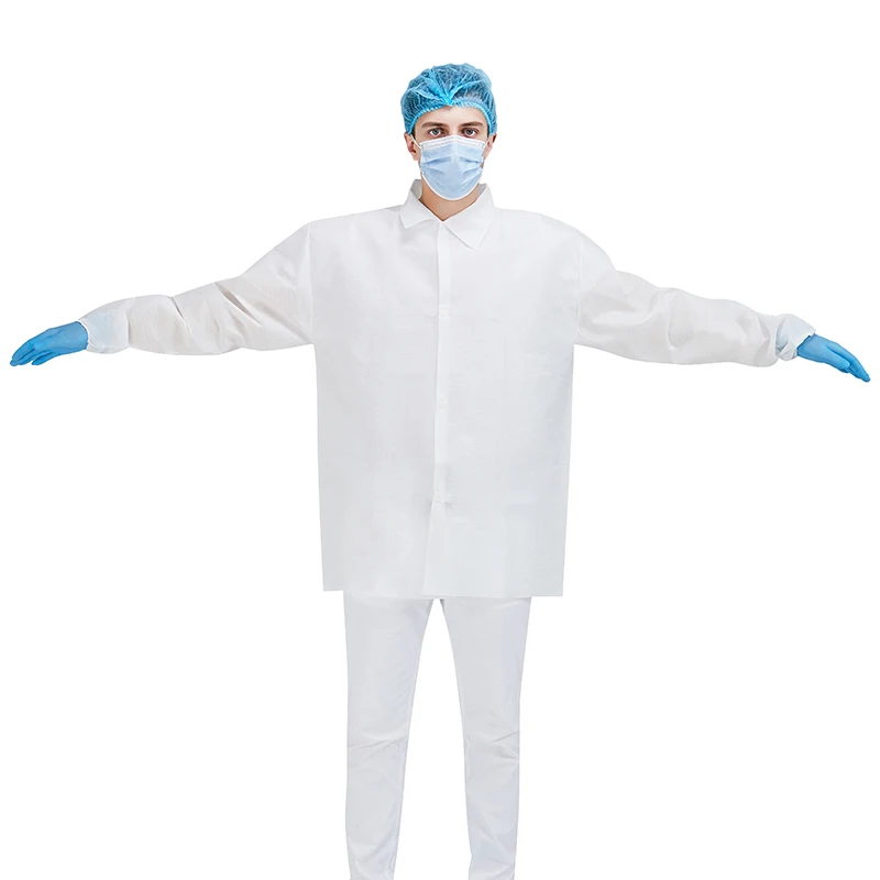 Top Quality Sanitary Smock 40 GSM Suits Examination Sterile Uniform Sterile Waterproof White Uniform Lab Disposable