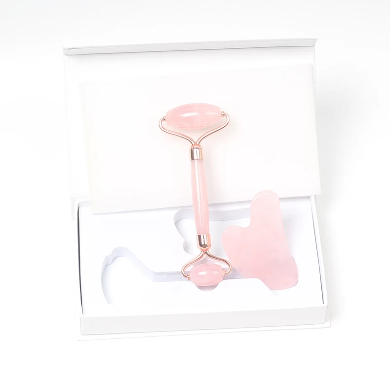 Оптовая продажа, натуральный высококачественный бесшумный розовый кварц, массажный кварцевый ролик для лица, Нефритовый ролик для лица