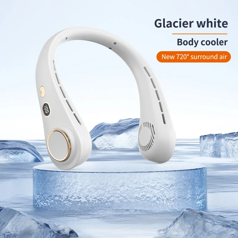 2024 Trend Products Mini Cooler 5 Gears Rechargeable Hands Free Sports Outdoor Hanging Leafless Neck Fan