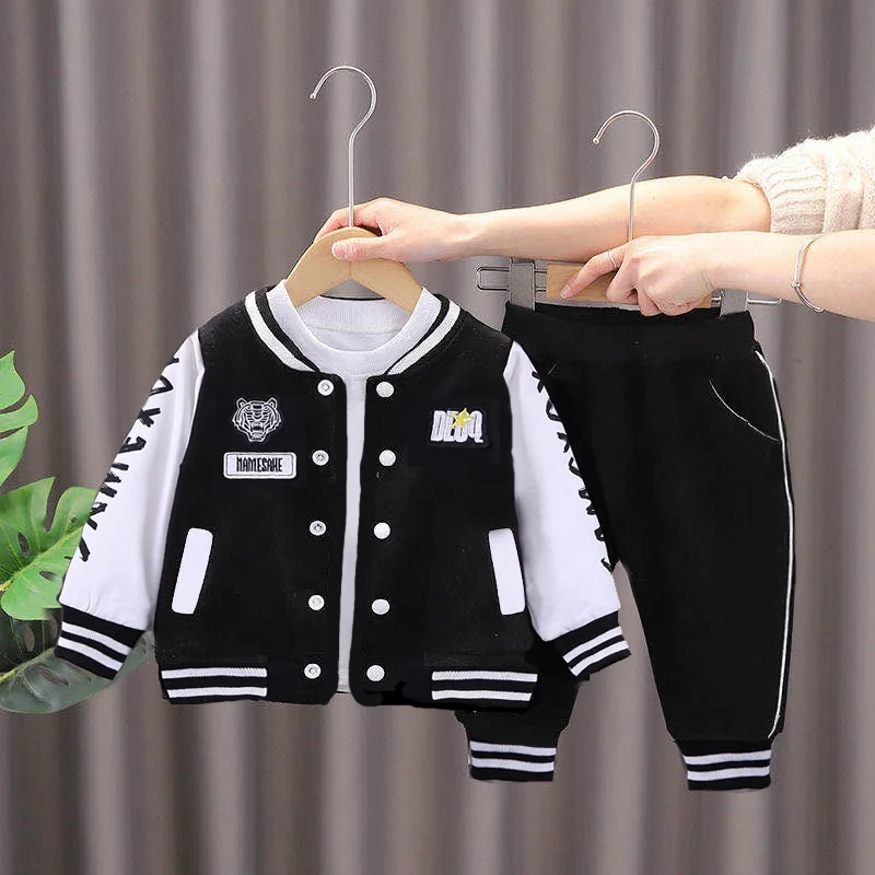 2024 New 1-4Y Baseball Clothing Set Boys Girls Casual Sports Suit Coat Pant 2Pcs Spring Autumn Thin Baby Tracksuits Kids Outfits