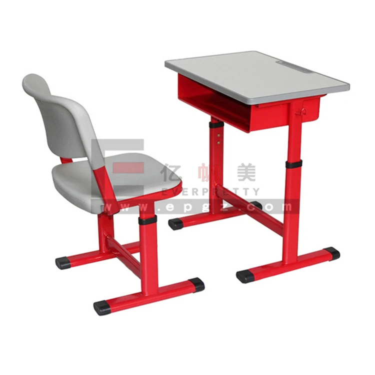 Classroom Furniture Premium Height Adjustable Desk and Chair Single Table with Storage Space