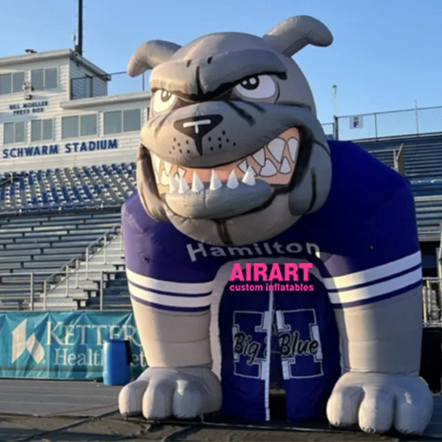 team mascot shape football mascot tunnel inflatable bulldog tunnel,custom made inflatable bulldog mascot entrance