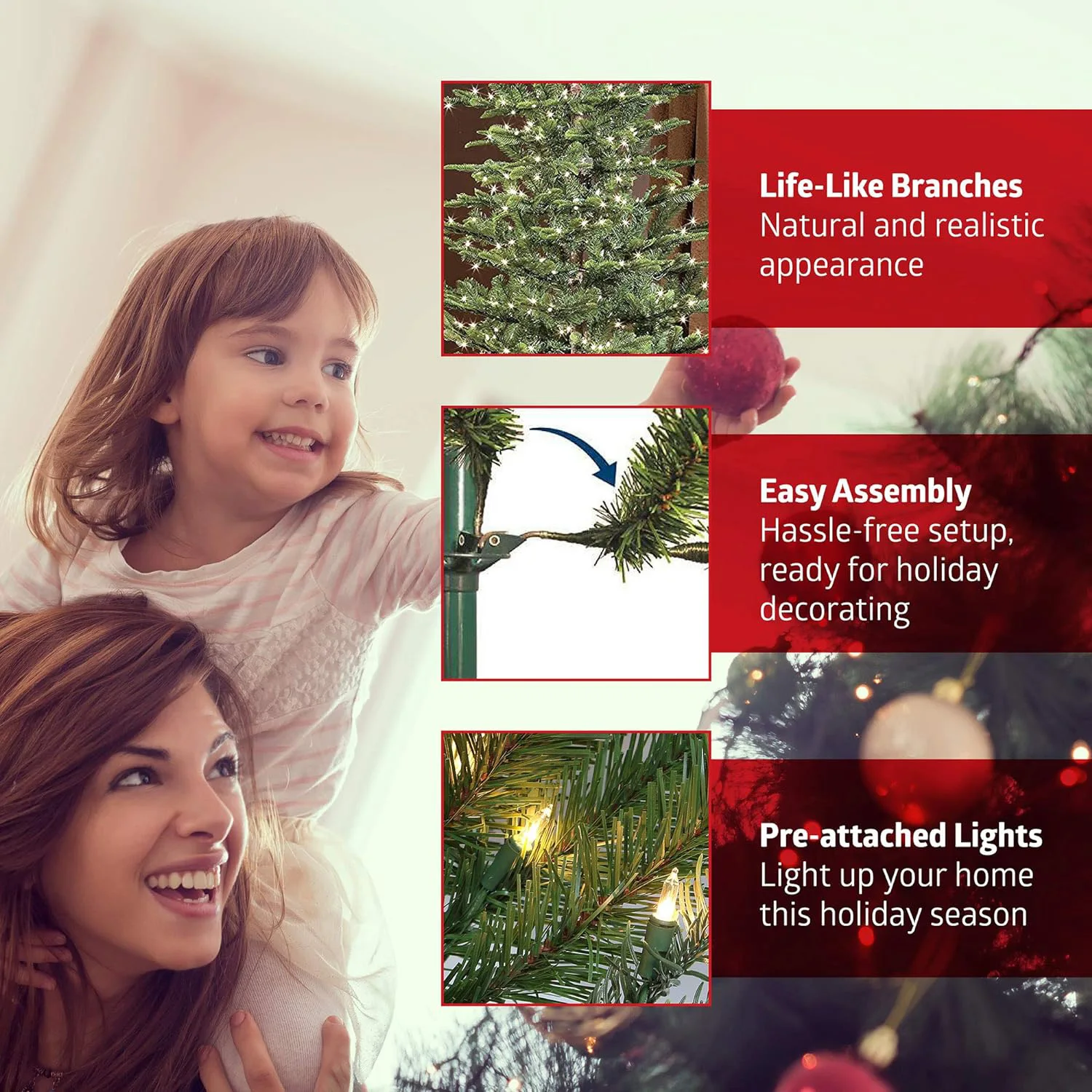 7.5 Foot Pre-Lit Fraser Fir Pencil Artificial Christmas Tree with 350 UL Listed Clear Lights