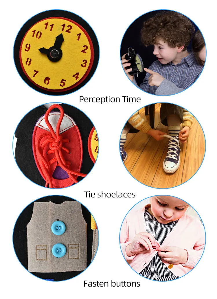Montessori Toys Felt Educational Toy Toddlers Felt Kids Busy Board Learn To Dress Basic Skills