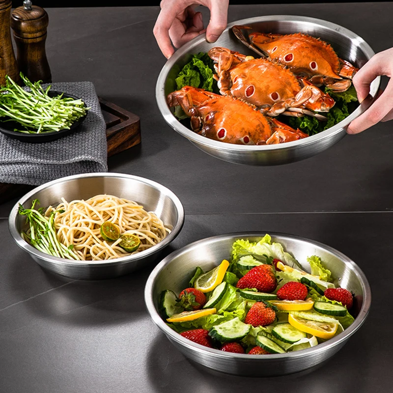 2024 news product round shape unbreakable hotel serving metal 316 stainless steel dinnerware dinner set luxury dishes & plates