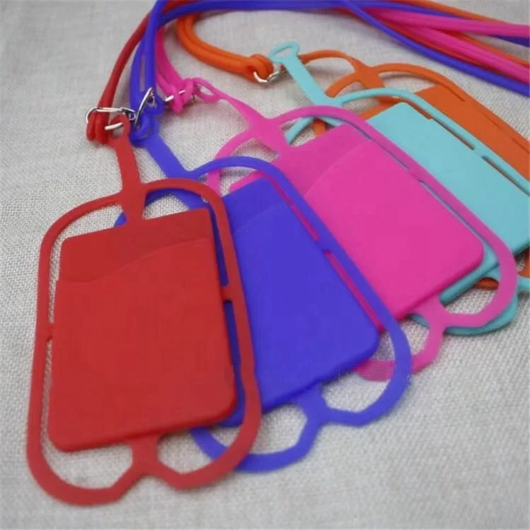 Hot popular phone silicone lanyard neck strap cardholders