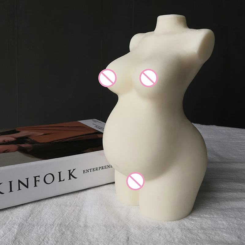 J142 Custom Plus Size 22cm DIY Naked Lady Plaster Large Pregnant Human Body Moulds 3D Woman Body Torso Silicone Candle Molds