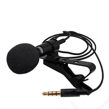 Portable External 3.5mm Hands-Free Mini Wired Collar Clip Lapel Lavalier Mini Microphone for Cell Phone