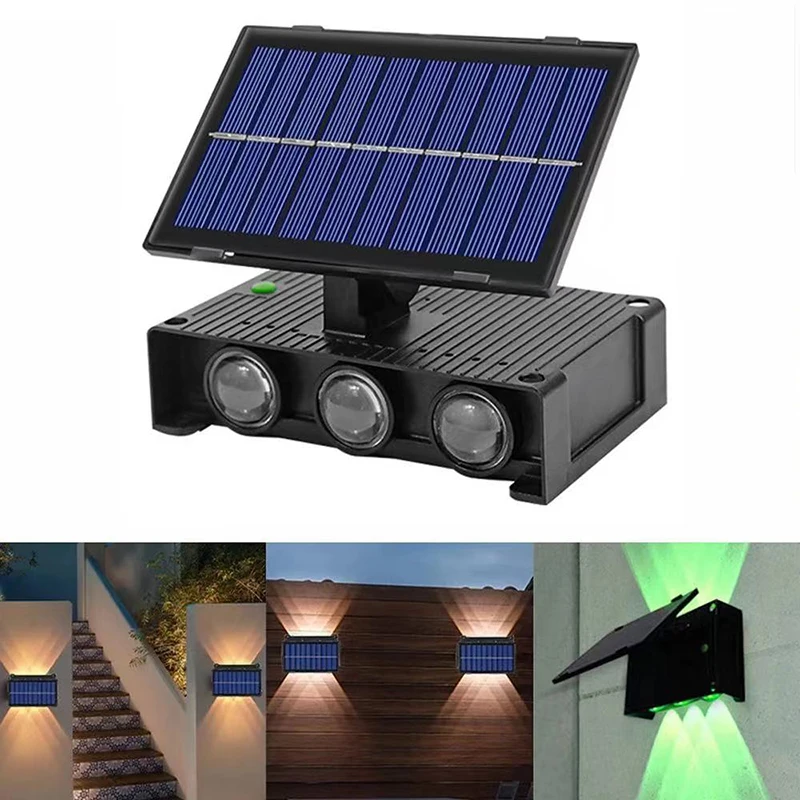 Вверх-вниз солнечные светильники теплый белый RGB Меняющие цвет наружные Настенные IP65 водонепроницаемые