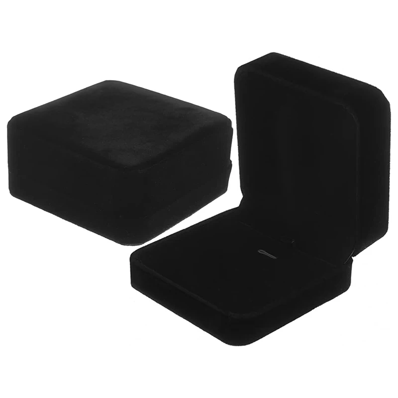 Black Velvet Pendant Necklace Case Classic Jewelry Gift Box for Wedding Christmas Birthday Gift Displays Showcases Boxes