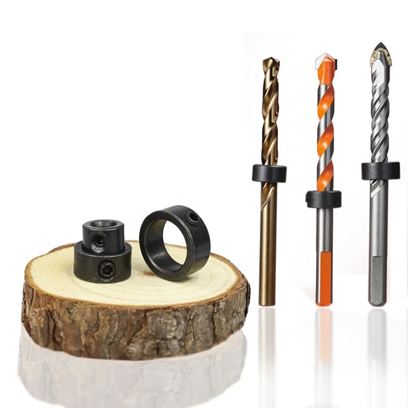 8PC 3-16MM Bit Depth Stop Ring Positioner Spacer Ring Positioner Woodworking Bit Hexagon Wrench