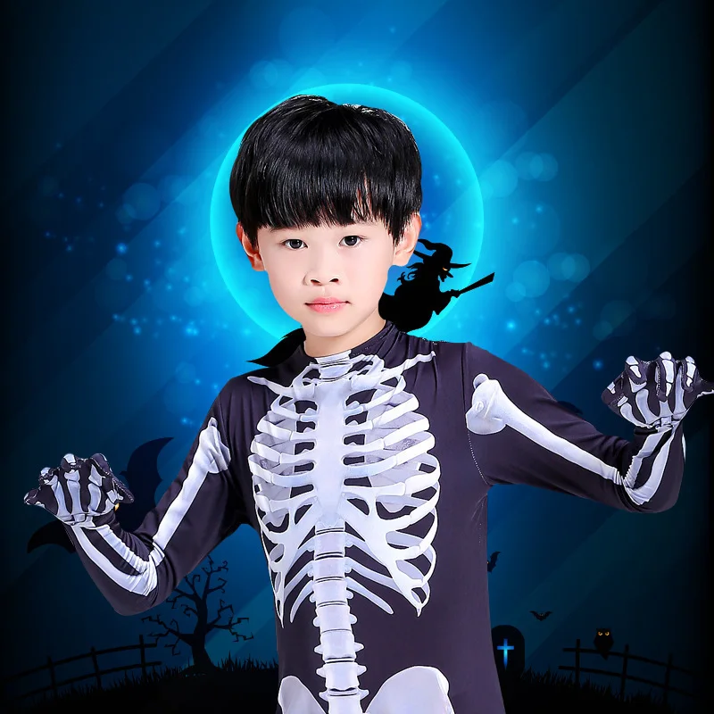 Halloween Scary Costumes With Join Hands Skull Skeleton Monster Demon Ghost Clothes For Adult Kids