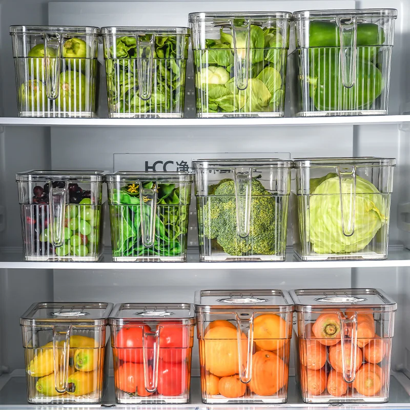 BPA Free Fridge Organizer Stackable Refrigerator Organizer Bins Reusable Food Storage Containers in Home Kitchen