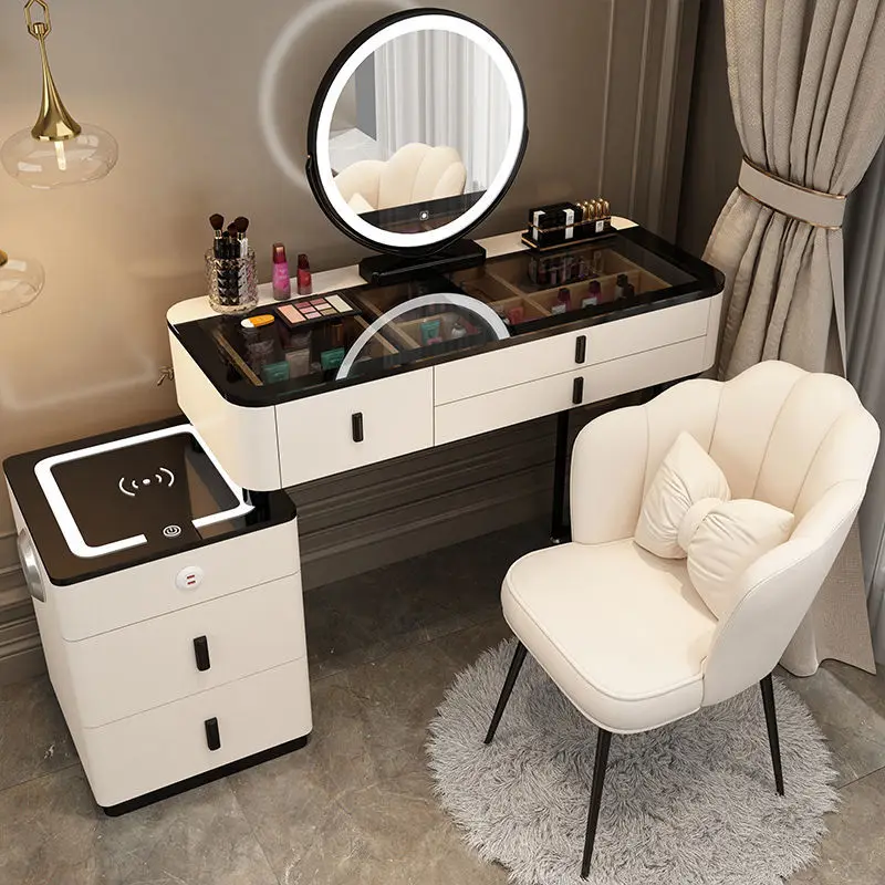 Hotsale Modern Furniture bedroom dresser Makeup Table with Mirror for bedroom Wooden Smart Dressing Table With Led Light
