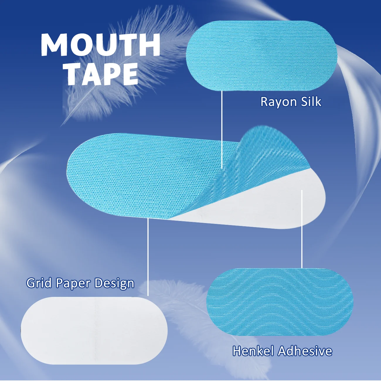 Private labels oval black Hypoallergenic Mouth Tape for Sleeping, Sleep Strips to Stop Snoring,Breathing Strips for Sleep Apnea