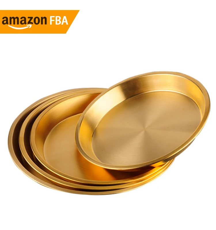 Kitchen Gadget 2024 Fine Copper 100% Metal Serving Tray GOLD Plated 24cm26cm28cm30cm32cm