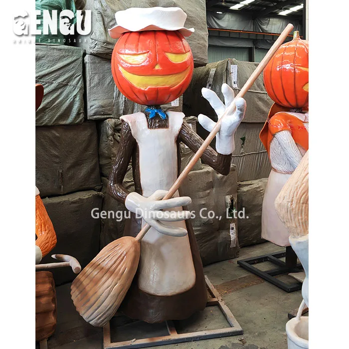 Halloween Park Decoration Animatronic Model Handmade Simulation Pumpkin Scarecrow