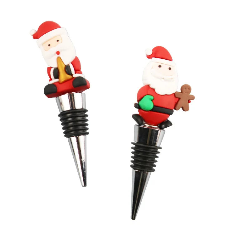 Customized Christmas Wine Bottle Stopper Aluminium Alloy Metal Bottle Stoppers