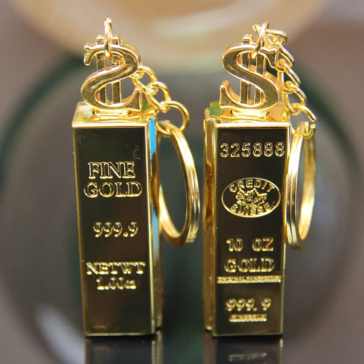 Креативные золотые газовые сочетания в форме балки с брелоком металлический корпус Водонепроницаемая Зажигалка для сигар