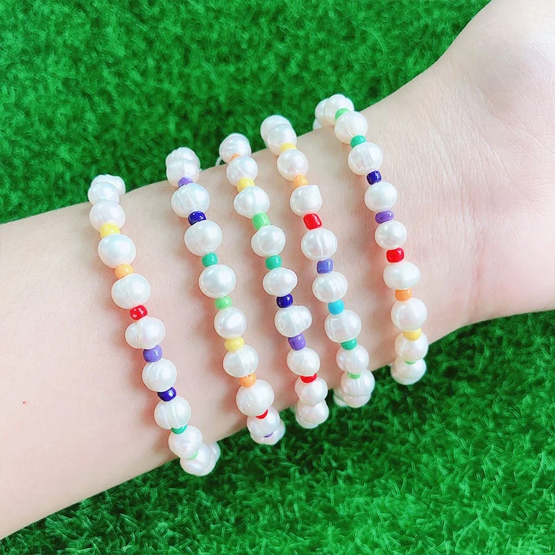 Wholesales Beads Freshwater Pearl Yin Yang And Happy Face Soft Pottery Handmade Jewelry Beads Pearl Friendship Bracelet