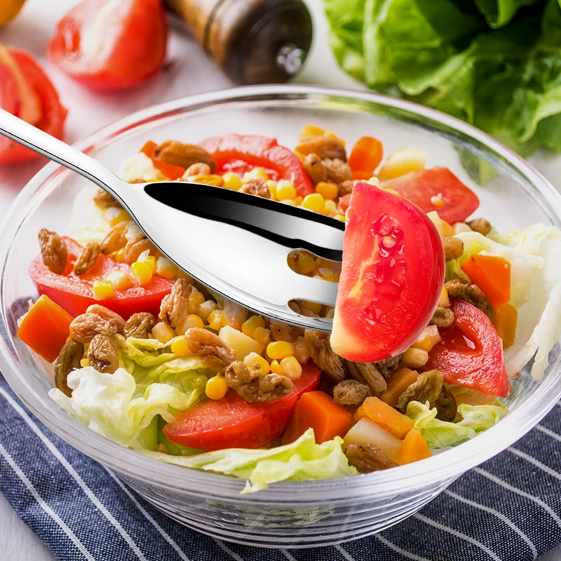 Factory Wholesale Salad Large Serving Spoon Stainless Steel Silverware Salad Server Spoon Set