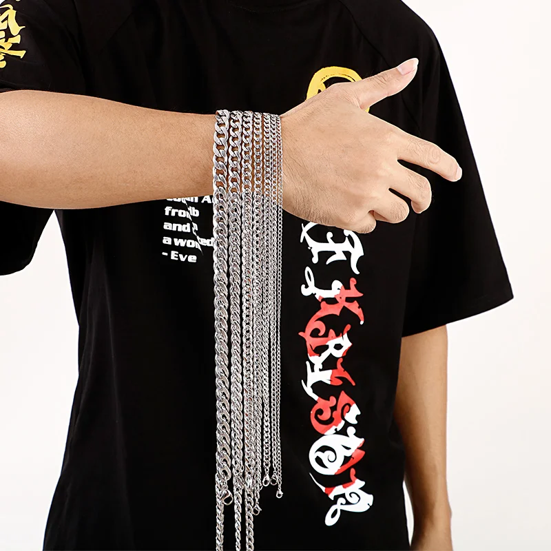 KALEN 3-6.5mm Stainless Steel Curb Cuban Chain Necklace Bracelet Jewelry Set cadenas de acero inoxidable por mayor