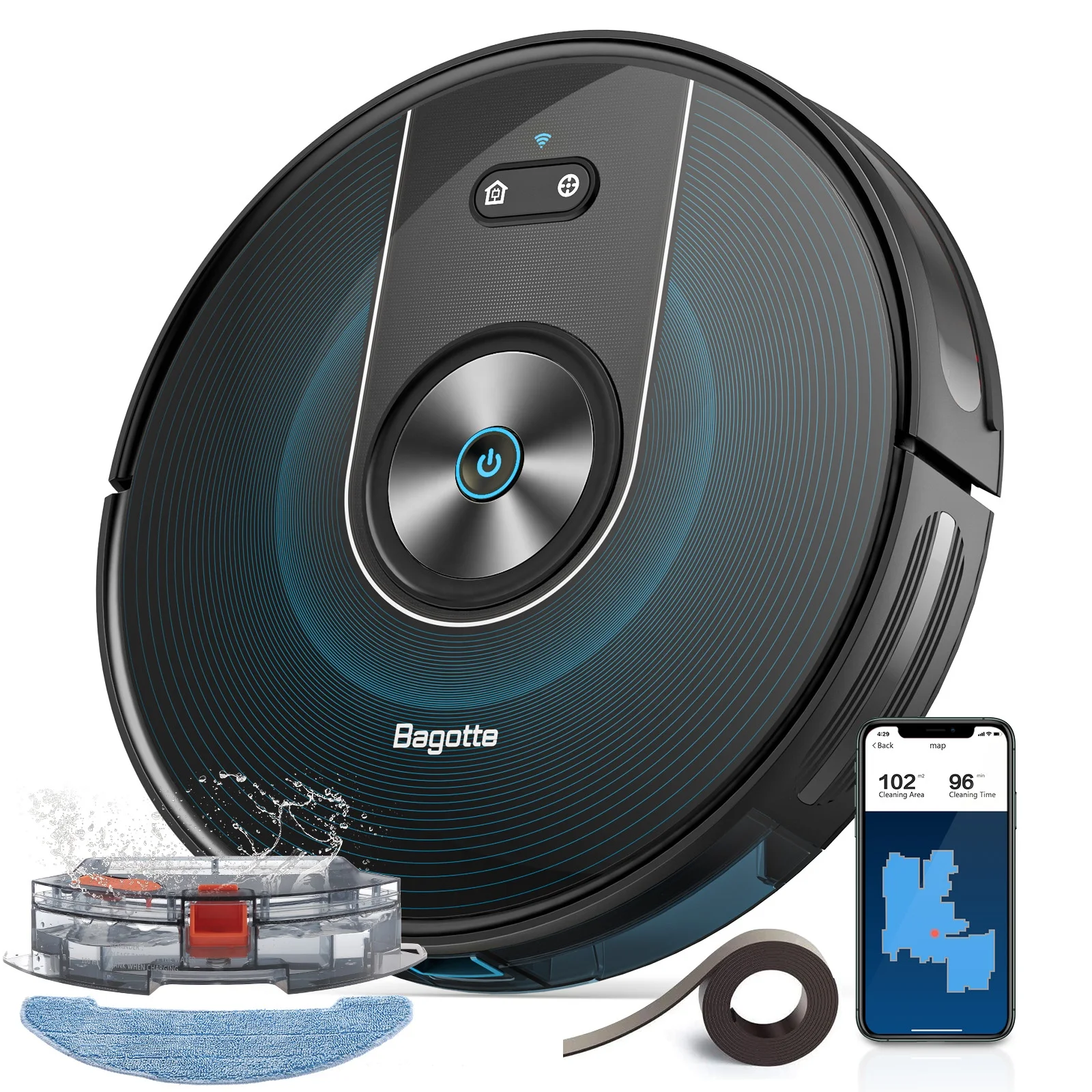 Bagotte BG800 Max Rohs Wet Dry Mini Sweeping Mopping Commercial Sale Cleaning Automatic Smart Robot Vacuum Cleaner For Home