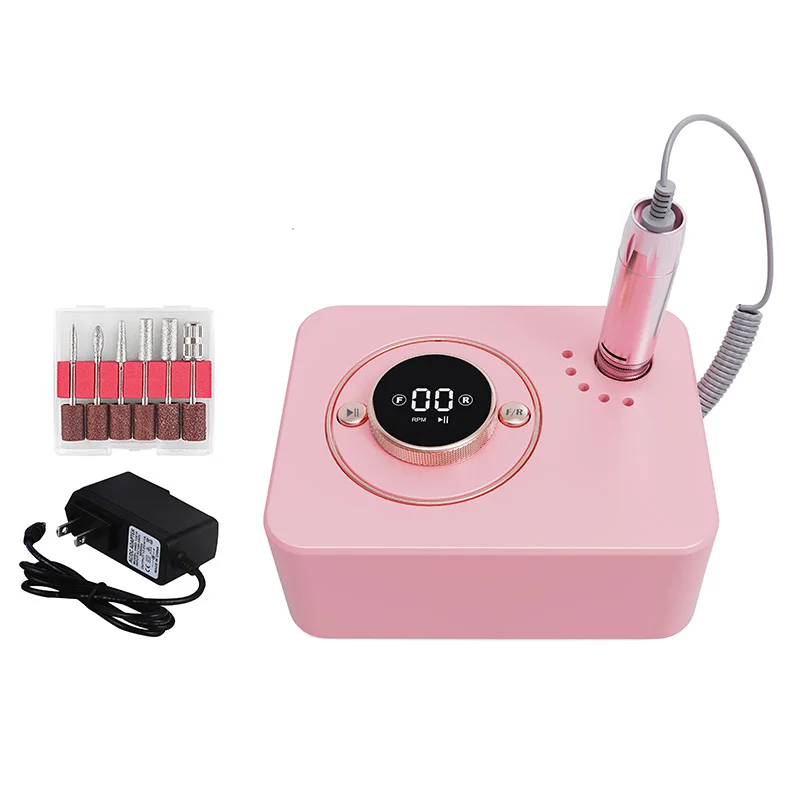 Professional Nail Drill Machine 35000RPM Electric Nail File Efile with Speed Display and 2 USB Ports for Home and Salon Use